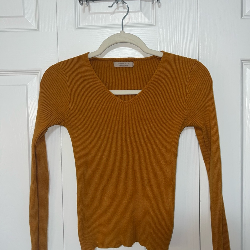 Orange V-Neck Sweater